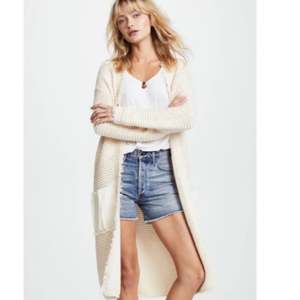 Free people long cream cardigan